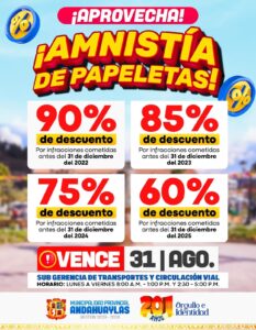 ¡ATENCIÓN CONDUCTOR! APROVECHA LOS GRANDES DESCUENTOS EN LA AMNISTÍA DE PAPELETAS